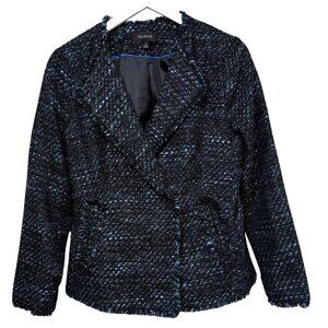 TALBOTS Tweed Blazer Size 4 Womens Shimmer Evening Jacket Blue Black